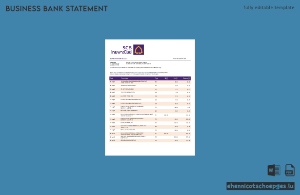 Beispiel eines Kontoauszugs der Siam Commercial Bank (Word- und PDF-Datei)